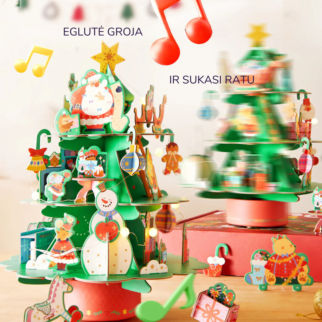 Rotating musical 3D Christmas puzzle