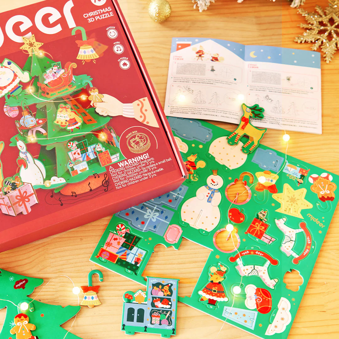 Rotating musical 3D Christmas puzzle