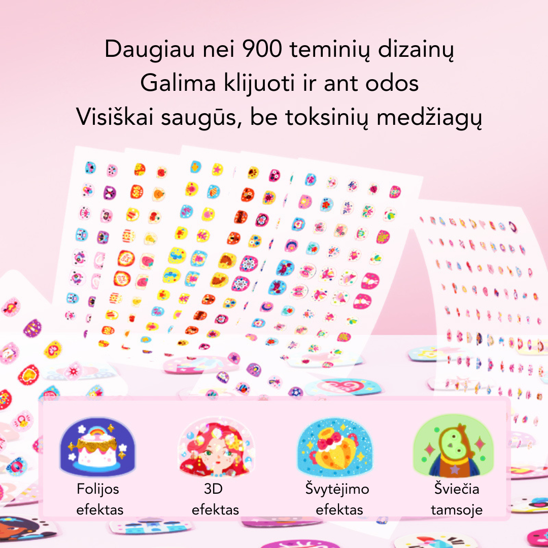 Madingi nagų lipdukai - Princesės tematika