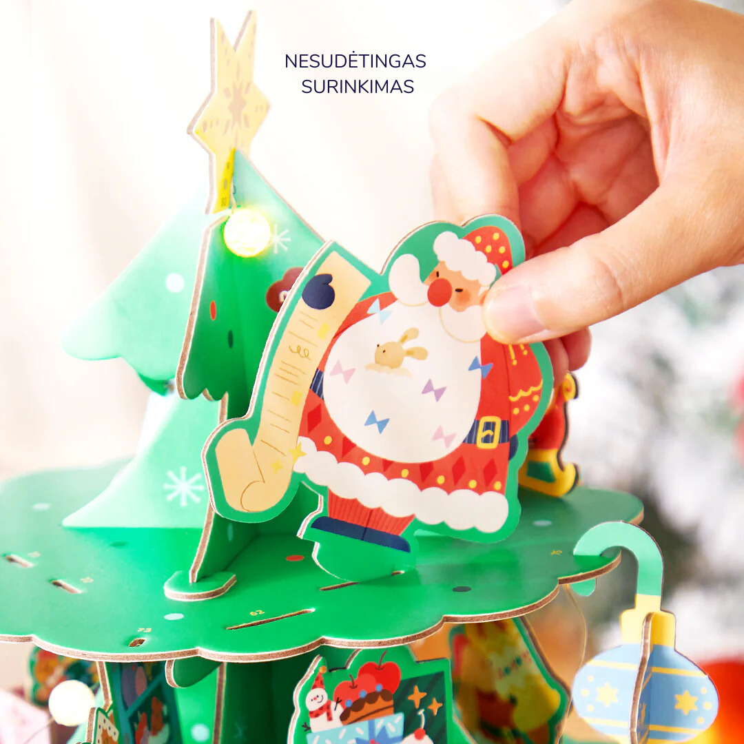 Rotating musical 3D Christmas puzzle