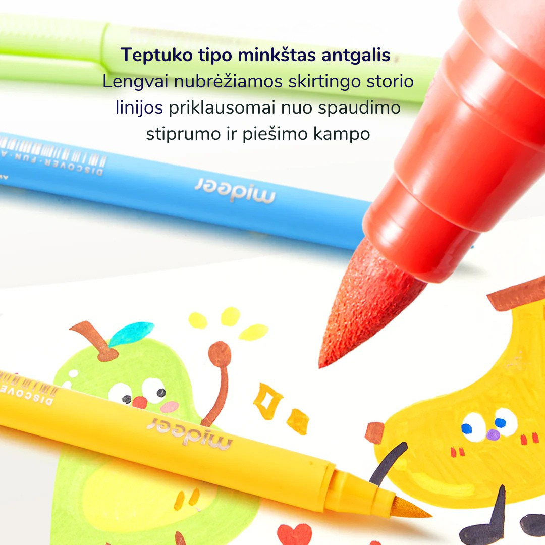 Akriliniai markeriai su minkštu antgaliu spalvinimo dėkle - 36 spalvos